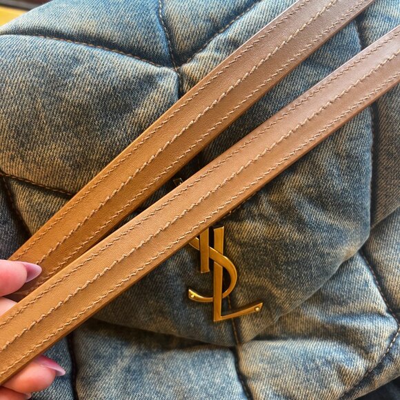 YSL (Yves Saint Laurent) Puffer Medium in Denim and Suede - Picture 8 of 14